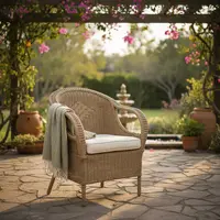 Juego 4 Sillones Jardin Artesanales Simples Pushkar Tienda Marrón Claro