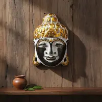 Mascara De Buda En Madera Tallado Artesanal Indonesia Import Marrón