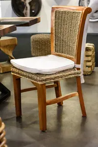 Silla Ratan-seagrass-madera De Oriente Living Galeria Import No Marrón Marrón Claro