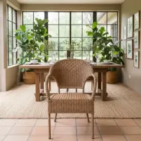 Sillón Artesanal Fibra Natural Y Caña Apto Galería Silla  Natural / Madera Clara Tejido Trenzado