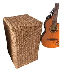 Puff Baúl Organizador Mesa Rectangular Kraft Natural C Tapa Marrón Puff Rectangular