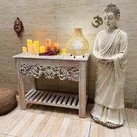 Buda Protector Gigante 140 Cm En Resina Apto Exterior Jardin Blanco