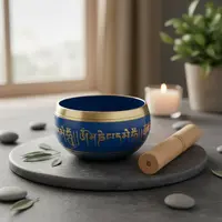 Cuenco Tibetano Mediano 13.5 Cm 7 Metales Importado 750gr Azul