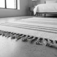 Alfombra Importada India Algodón Costado Pie Cama Baño Deco