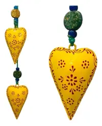 Movil Hindu De 2 Corazones Tira Metal Pintado Deco De India
