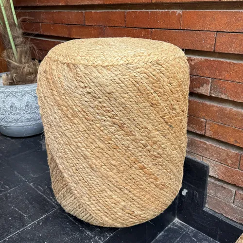 Puff De Yute Natural Rustico Importado Banco Mesa Artesanal Modelo 4