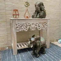 Consola Importada Madera Oriente Recicl Recibidor Dressoir Blanco Patinado