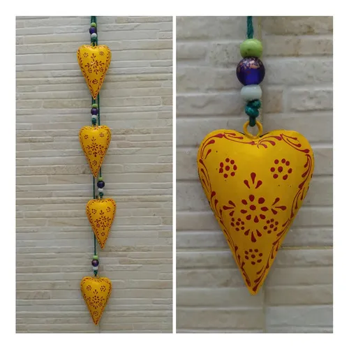 Movil Tira 4 Corazones Importados India Metal Pintado