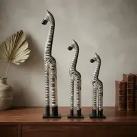 Estatuilla Cebra Juego X3 Madera Importado India Oriente Blanco