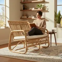 Sillón Doble De Ratán Importado Indonesia Pushkar Tienda Marrón