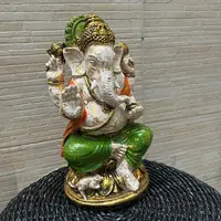 Ganesha Pintada Resina 35 Cm Artesanal Apto Exterior Pushkar Modelo 1