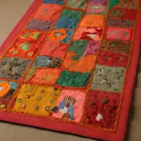 Caminos De Mesa Bordados De India 1.50 X 0.50 Mts Multicolor (tones Rojos, Naranjas, Verdes, Azules) Patchwork Bordado