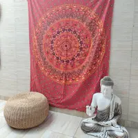 Manta Hindu Cubre Cama 1 Pl Mandala Algodón India Lona Tapiz