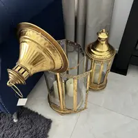 Juego 2 Fanales De India Porta Vela Envío Gratis Importados Dorado Oscuro