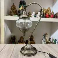 Velador Turco Otomano Importado Decoración Pushkar Tienda Plateado Transparente
