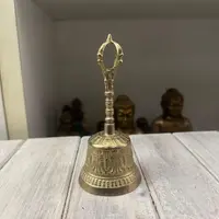 Campana Tibetana Metal Importada Himalaya Palo 14cm Cencerro Plateado