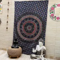 Manta Hindu Cubre Cama 1 Pl Mandala Algodón India Lona Tapiz