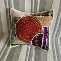 Fundas De Almohadón Bordadas Patchwork 40cm Importadas India Blanco