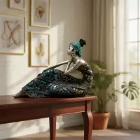 Imagen Africana 20 Cm Estatua Artesanal Resina Importada  Verde