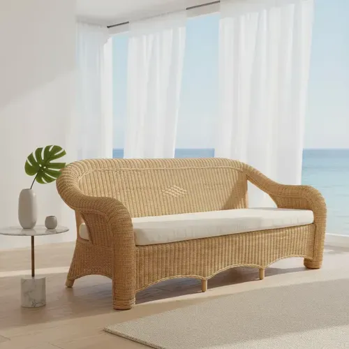Sillón Triple De Ratán Importado Indonesia Pushkar Tienda Marrón