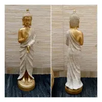 Estatua Buda Rezando Parado 77 Cm Importado Oriente Apto Ext Dorado