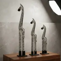 Estatuilla Cebra Juego X3 Madera Importado India Oriente Blanco