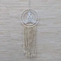 Colgante Metal Hilo Tira Importados Decorativas De India Blanco Buda Meditando