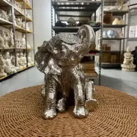 Elefante Abundancia Deco Importado Incrustacion Fantasías  Plateado