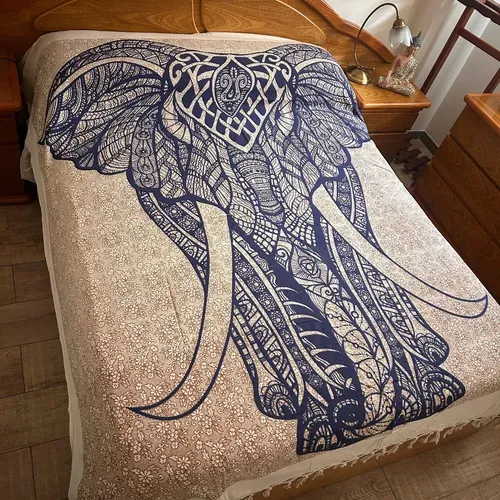 Manta Hindu Rustica Estampada Algodon India 2 Pl Hilado Fino