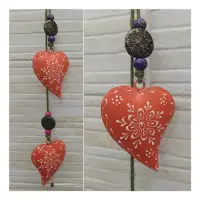 Movil Hindu De 2 Corazones Tira Metal Pintado Deco De India