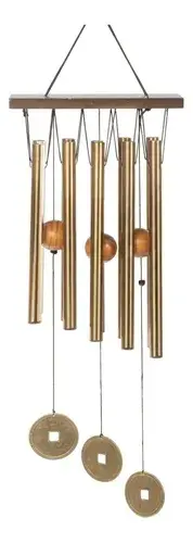 Llamadores D Ángeles Tubos Dorados Y Madera Decoración Marrón Claro