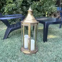 Juego 2 Fanales De India Porta Vela Envío Gratis Importados Dorado Oscuro