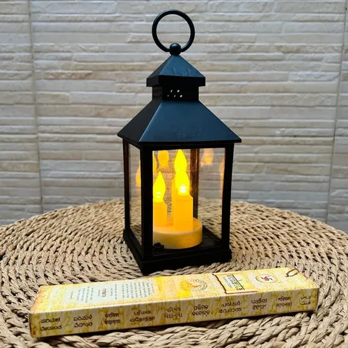 Farol 22 Cm Con 3 Velas Led Fanal Zen A Pila Importado 