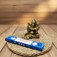 Estatuilla Resina Ganesha Reposando Traída D India Importado