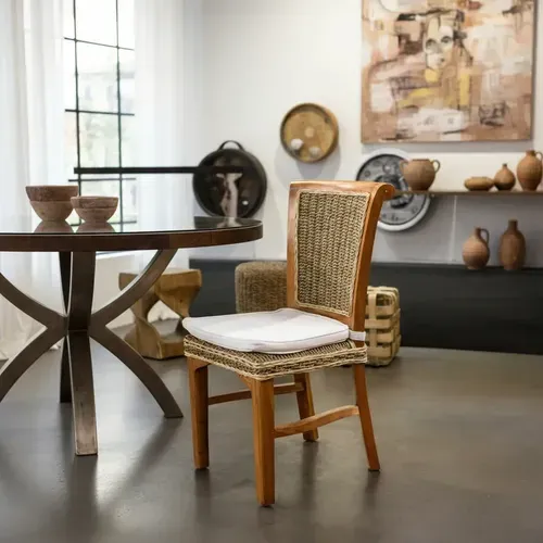 Silla Ratan-seagrass-madera De Oriente Living Galeria Import No Marrón Marrón Claro