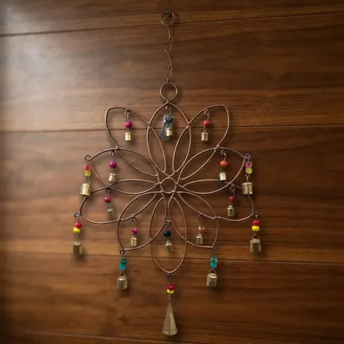 Móvil Hindú Colgante Flor De Loto Metal Campana India Cobre