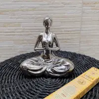Figura Yoga Decorativa 20 Cm Estatuilla Posiciones D Oriente Plateado