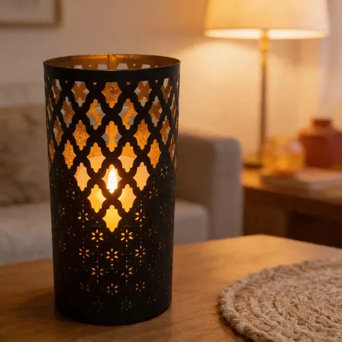 Fanal 30 Cm Importado Oriente Porta Velas D India Artesanal