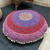 Fundas De Puff, Zafu Mandala. Hecha En India. Algodón 100%