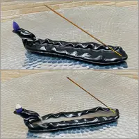 Cascada Humo Porta Y Porta Sahumerio 18 Cm Importado 2 En 1 Negro 651r