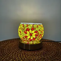Lámpara Velador Mosaico Turco Importado Decoración Pushkar Naranja Venecita