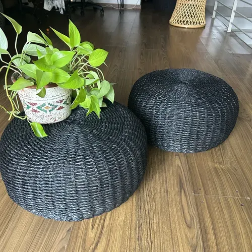 Promo X 2 Puf Nordico 60 Cm Pintado Juego 2 Bancos Mesa Deco