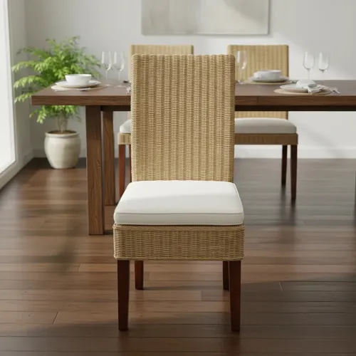 Silla Importada Indonesia Ratan Doble Tejido Madera Oriente No Marrón Marrón Claro