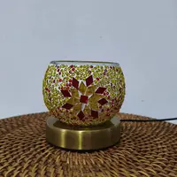 Lámpara Velador Mosaico Turco Importado Decoración Pushkar Naranja Venecita
