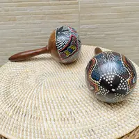 Maraca Artesanal Importada Oriente Pintada Puntillismo 22 Cm