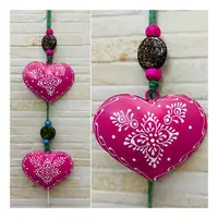 Movil Hindu De 2 Corazones Tira Metal Pintado Deco De India