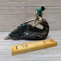 Imagen Africana 20 Cm Estatua Artesanal Resina Importada  Verde