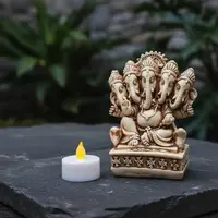 Estatuilla Ganesha 5 Cabezas Resina India Apto Exterior Blanco