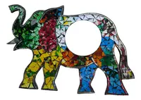 Colgante Espejo Decorativo Elefante Venecitas De Indonesia Multicolor