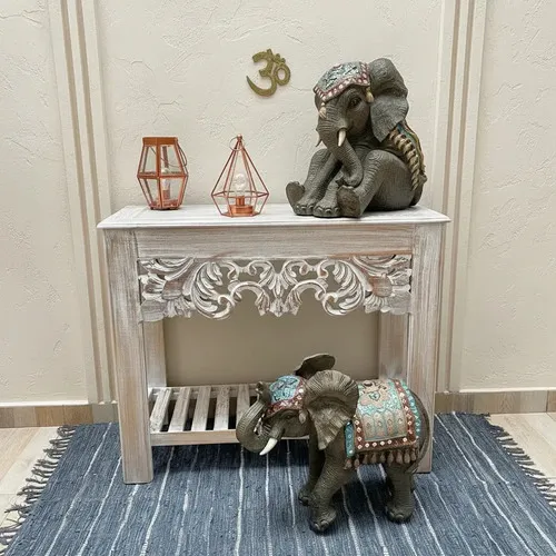 Consola Importada Madera Oriente Recicl Recibidor Dressoir Blanco Patinado